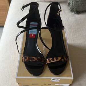 Michael Kors Black Heels with Leopard Print
